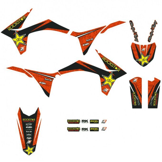 kit déco ktm , rockstar energy sx/sxf 2011 > 2012 , exc 2012 > 2013 , + protection radiateur