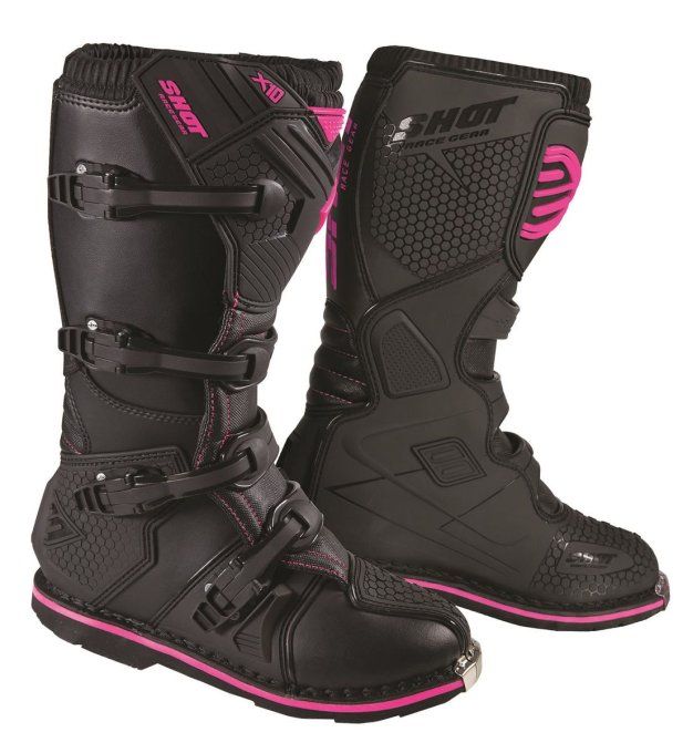 bottes moto cross , shot , x 10 2 .0 , 2021 , rose , noir 