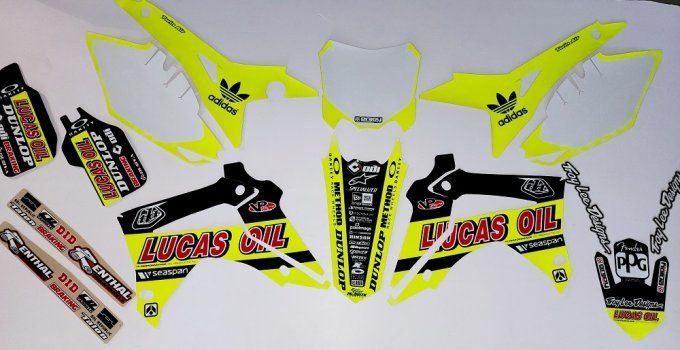 kit deco honda, crf, 250 , 450 , lucas oil , jaune fluo , 2013 , 2014 , 2015 , 2016 , 2017