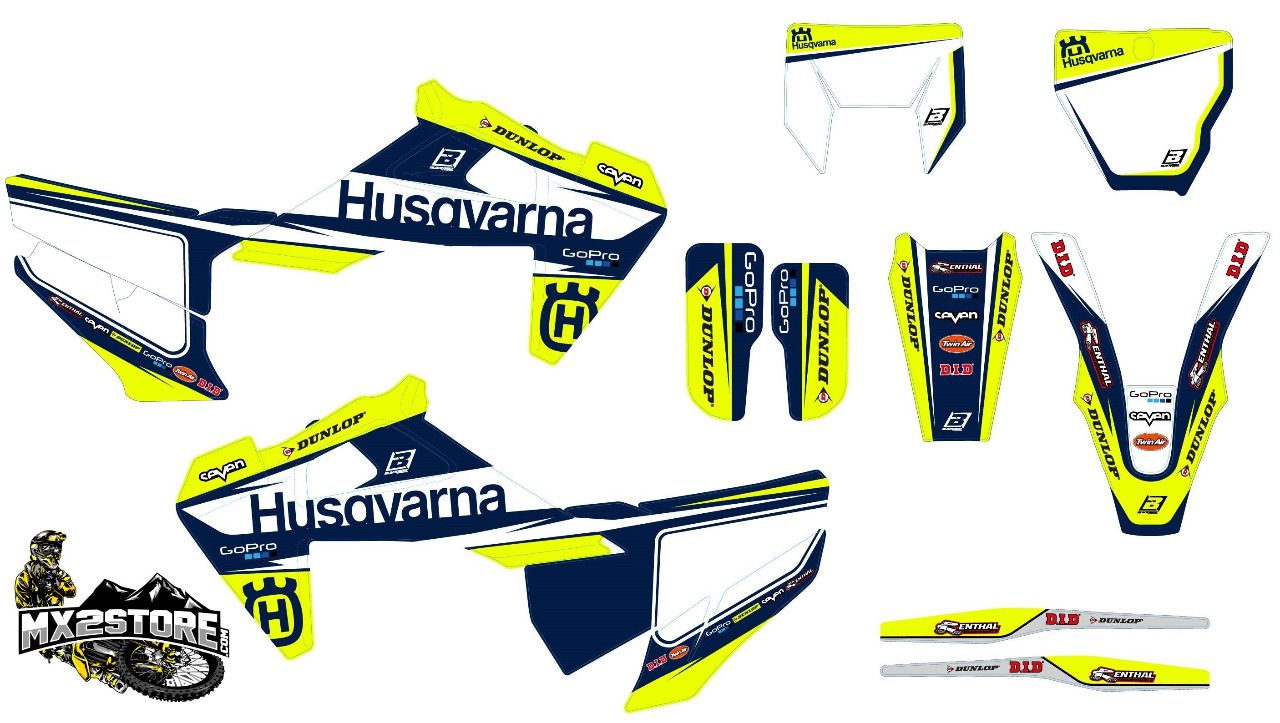 Kit déco HUSQVARNA 2019 - 2020 - 2021 - 2022 - 2023  fond Blanc