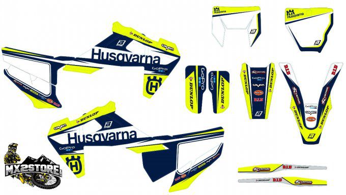 Kit déco HUSQVARNA 2019 - 2020 - 2021 fond Blanc