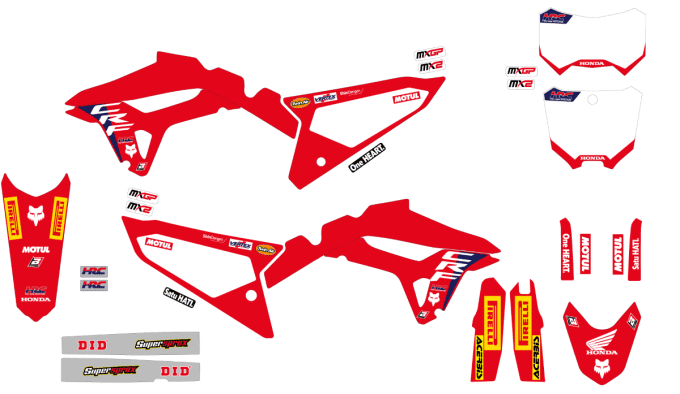 kit deco - crf - honda - 2021 - 2022 - 2023 - 2024 - factory team hrc - graphics - 250 - 450 -