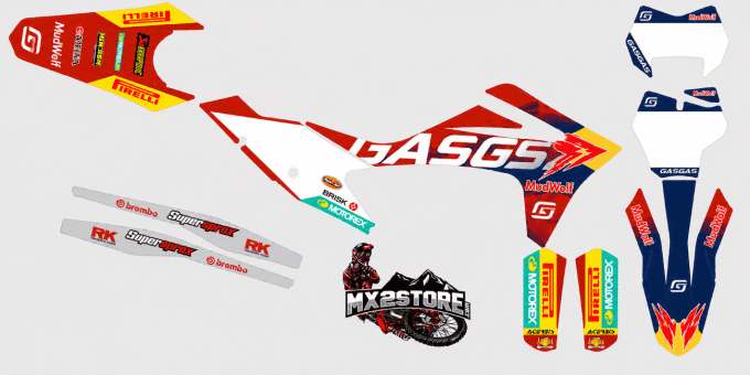 Kit Déco ,GasGas, EC, ECF, MC, MCF, Red Bull ,Factory 2021, 2022, 2023,stickers,graphics,blanc,