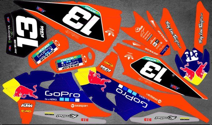 kit deco - gopro - redbull - perso - KTM SX 125-150-250  SX-F 250-350-450 2019-2020 -2021-2022-2024 