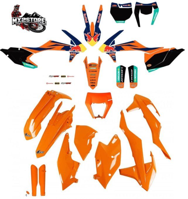 kit deco - kit plastiques - ktm sxf - sx - exc - excf - redbull - 2016 - 2017 - 2018 -