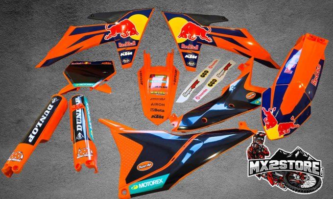 kit deco , kit plastiques , redbull , factory , sxf , sx , 2023 , 2024 , 125 , ktm , 250 , 350 , 450