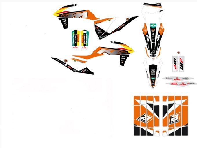 kit deco ktm + protection de radiateur  , sx , sxf , 2019 , 2022 exc 2020 , 2023