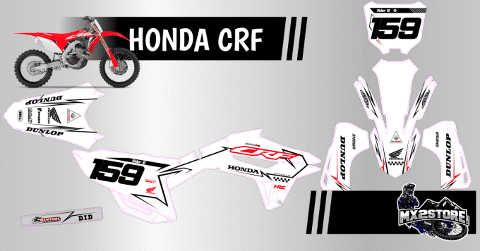 kit deco , perso , crf , 250 , crf 450  , 2022 , 2023 , 2024 , 2025 ,2026, blANC , honda ,