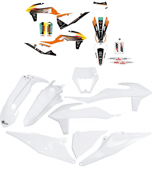 Pack kit déco + kit plastique KTM EXC 250 /450 année 2020 à 2023