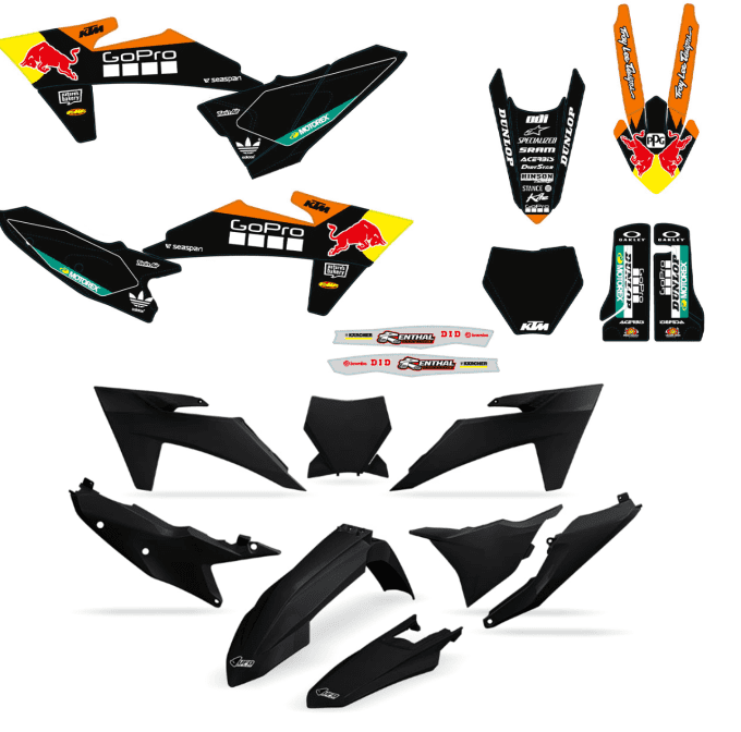 Pack kit déco + kit plastique KTM gopro REDBULL SX/SXF 125 /450 année 2023-2024