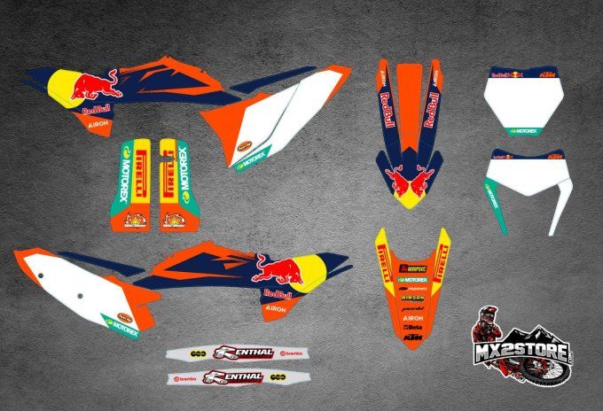 kit deco , redbull , 2025 , 2026 , 2027 , ktm , enduro , mx , sx , sxf , exc , excf , blanc ,