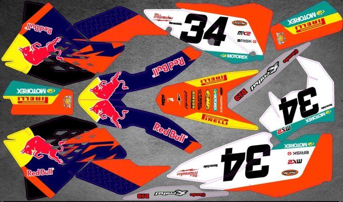 kit deco- redbull - exc - excf - sx - sxf - 2007 - 2008 - 2009 - 2010 - ktm -