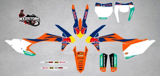 kit deco - redbull -KTM-SX-SXF-2016-2017 - 2018-EXC-excf - blanc - stickers - autocollants -