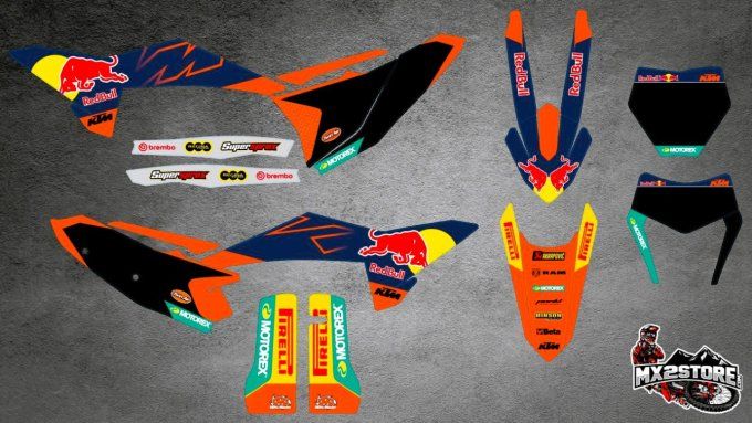 kit deco - redbull - ktm - sx - sxf -excf - 2025 - 2026 -2027- stickers - black - 125 - 250 - 300 -
