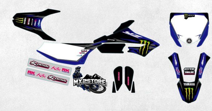 kit deco , yz65 , yamaha , monster energy , yamaha , 2019 à 2026 , blanc ,