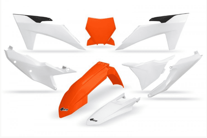 kit plastique orange & blanc , ktm , sx , sxf ,125 à 450 année 2023 ,2024