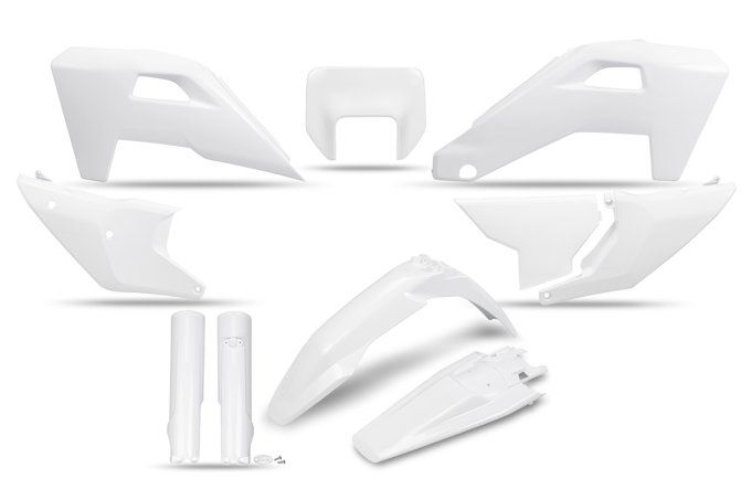 Kit plastiques ,Blanc ,UFO  ,HUSQVARNA ,TE FE 250 , 300 , 350 , 450 , 501 , année  2026,