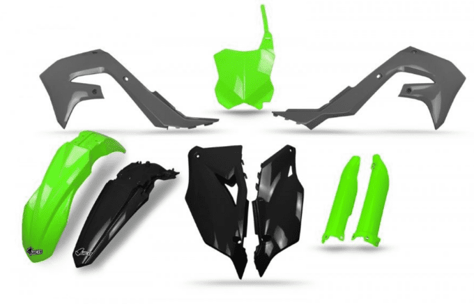 Kit plastiques UFO noir gris et vert fluo KXF 250 - 2021 >2024 / 450 2019 >2023
