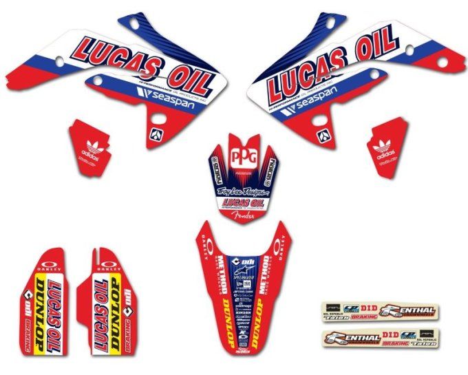kit déco honda, crf, 150 , lucas oil , 2007, 2008 , 2009 , 2010 , 2011 , 2012 , 2013 , 2014 , 2015