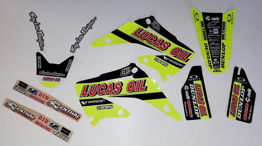 Kit déco CR 125/ 250 LUCAS OIL JAUNE FLUO année 2002 à 2008