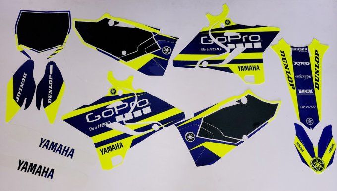 kit déco , yamaha, jaune fluo , go pro , 125 250 , 2015 , 2016 , 2017 , 2018 , 2019 , 2021