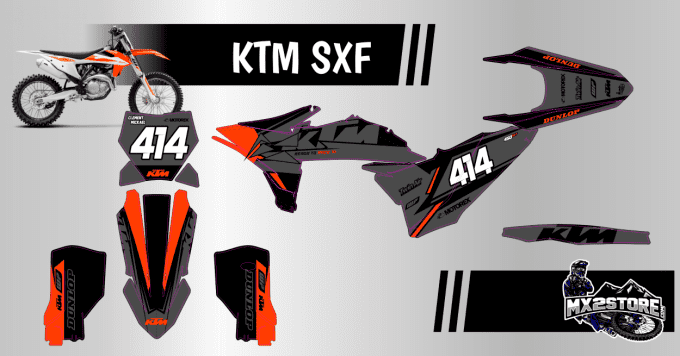 KTM , kit deco , gris , noir , orange , graphics , sx , sxf , exc , excf , autocollants , 2027 , 202