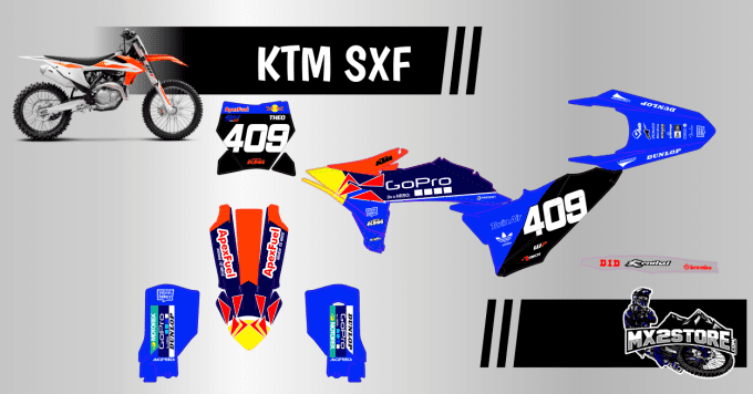 KTM , kit deco , red bull , gopro , blue , graphics , sx , sxf , exc , excf , stickers,