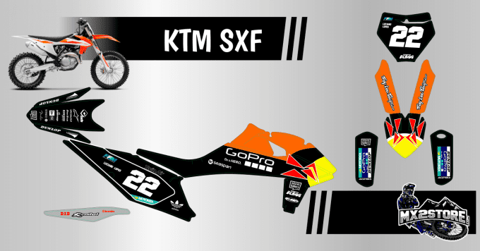 KTM , kit deco , red bull , gopro , noir , graphics , sx , sxf , exc , excf , stickers, enduro , mo