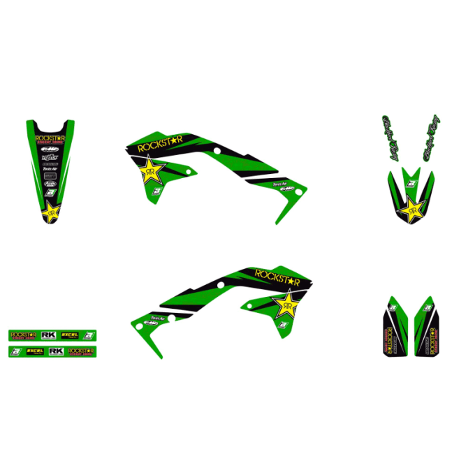 Kit déco Rockstar Energy +housse de selle KAWASAKI KXF450 2016>2018+Protection radiateur 