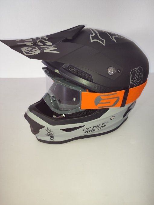 Casque moto cross + lunette  