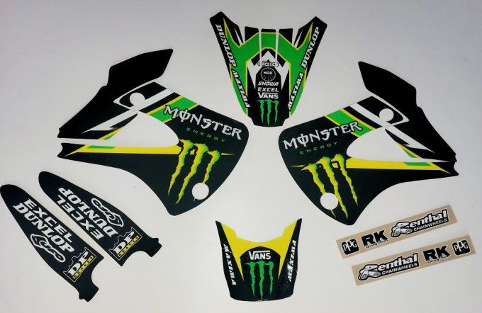 kit déco kawasaki , kx 85, monster energy , 2001, 2002, 2003 , 2004, 2005, 2006, 2007, 2008, 2009, 2