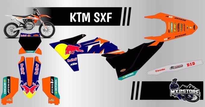 Mx2Store- kit deco - graphics - Factory Replica - sx - sxf - 2023 - 2024 - redbull - ktm