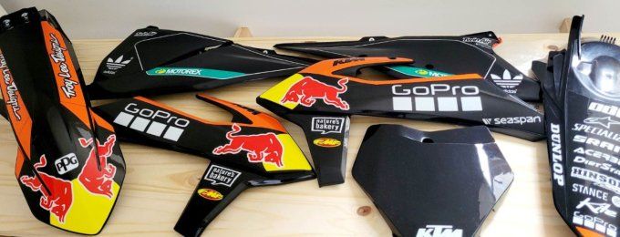 PACK KIT PLASTIQUES gopro , pack deco gopro noir , gopro noir redbull ktm sxf , gopro redbull ktm 