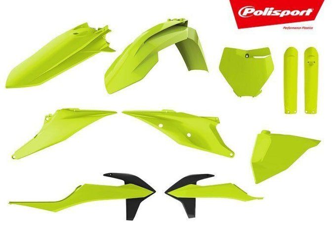 PACK Kit plastiques Jaune fluo + kit déco fluo + housse de selle KTM SX/SXF 125/450 2019-2022