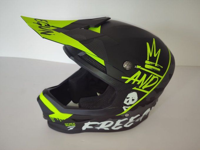 casque moto cross , enduro , supermotard , shot , freegun , jaune fluo , noir , mat , moto , moto cr