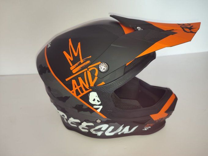 casque moto cross , enduro , supermotard , freegun, shot , noir , orange mat , cross , moto cross , 