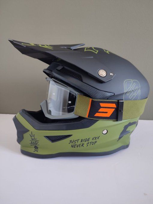 Casque moto cross + lunette  