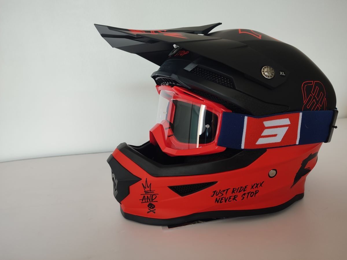 Casque moto cross + lunette