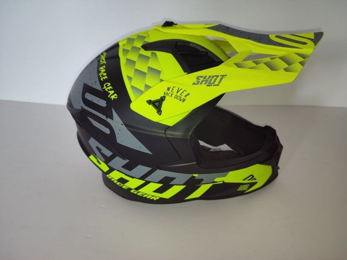 casque moto cross , enduro , supermotard , shot lite edition , jaune fluo & noir , moto cross 