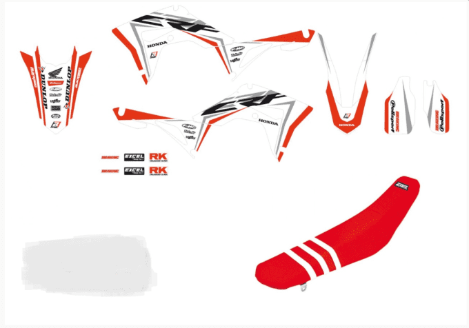 kit déco super honda , 250 450 , super white , housse de selle , 2017 2018 209 2020 2021